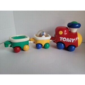 Tomy 1992 Toy Trotti Train Spin Play Set Toddler Infant Baby Vintage 3 Pieces